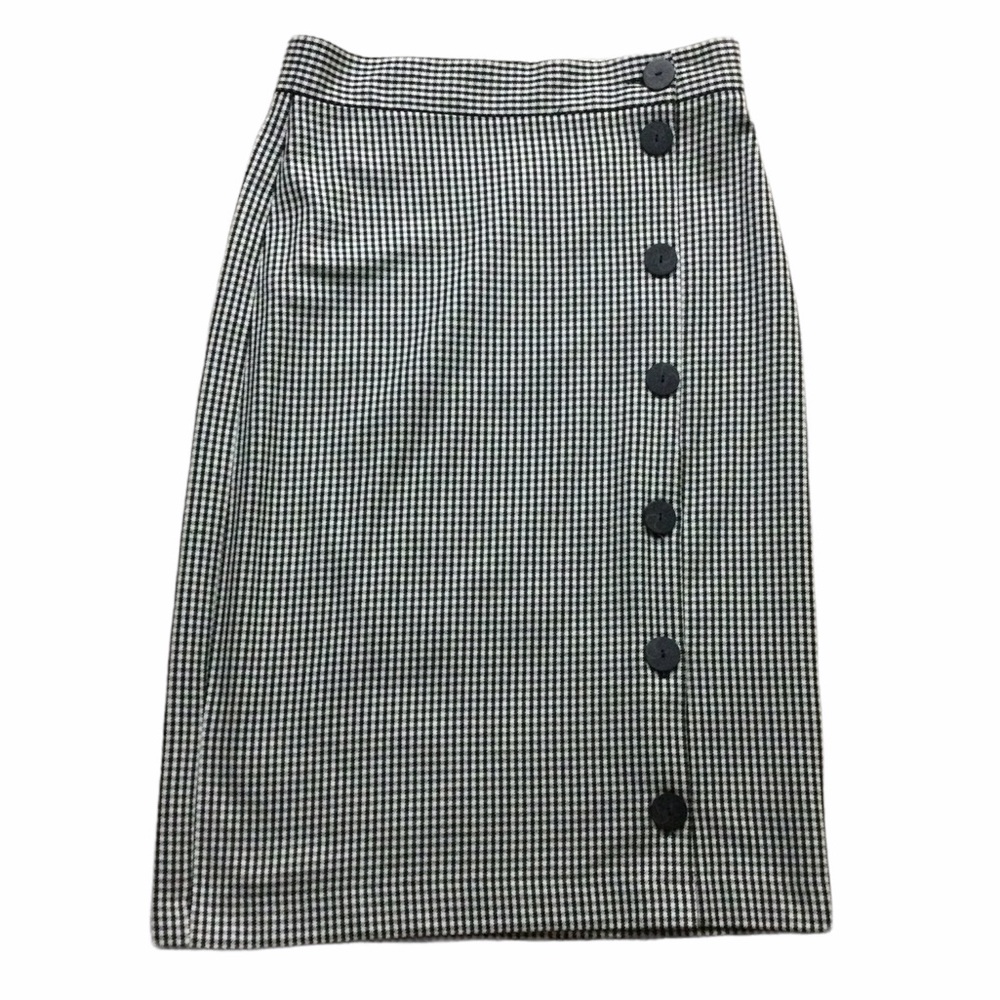 Zara Skirt Black & White Size Zip Elastic Waist Pencil Straight